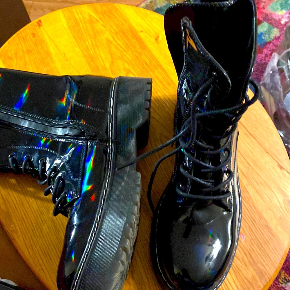 Unionbay patent leather combat boots 11M